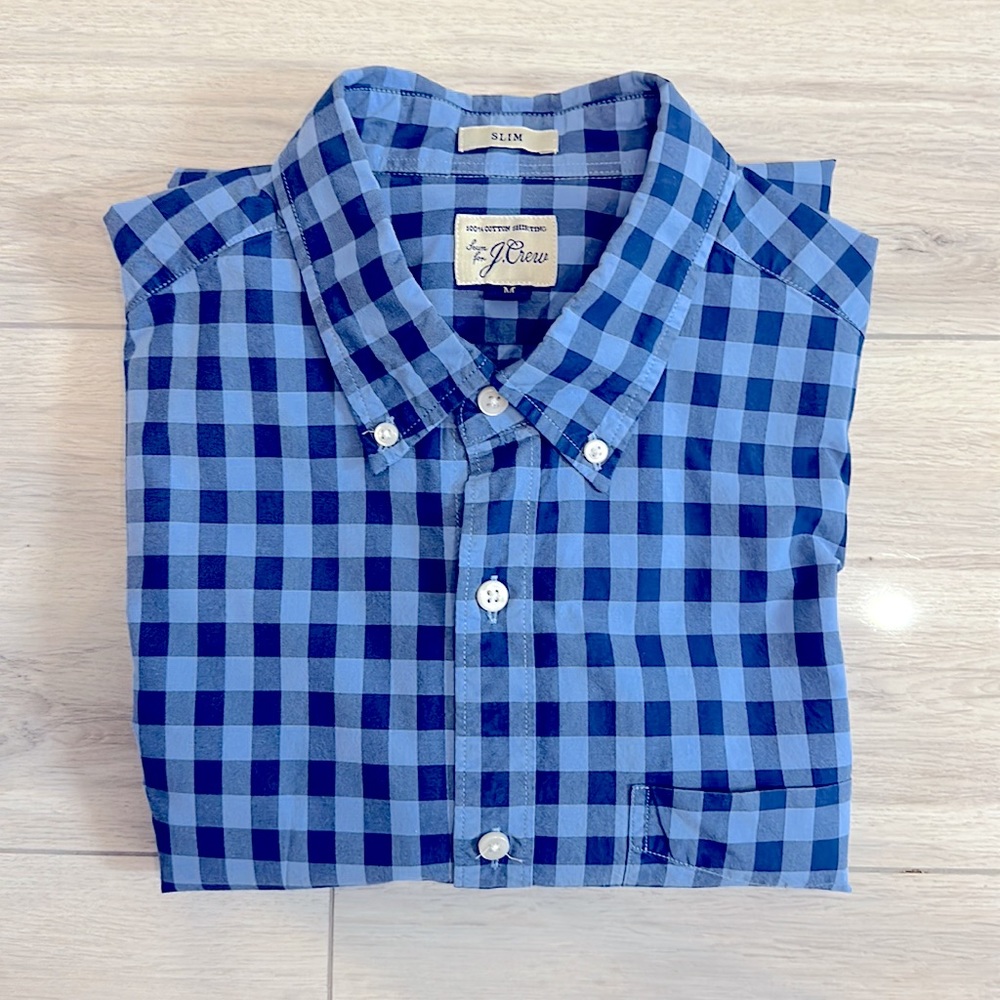 J. Crew Slim Fit Blue Check Shirt
